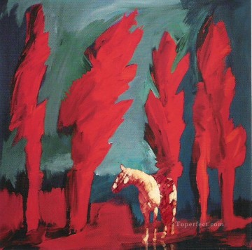  original Oil Painting - horse in red western original